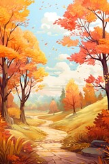 Naklejka na ściany i meble Beautiful autumn landscape