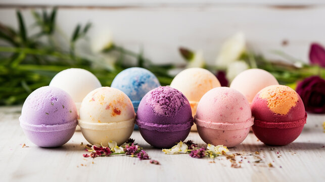 natural handmade bath bombs.Generative AI