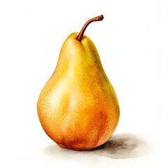 image of a pear with an artistic watercolour style, isolated white background created with Generative Ai