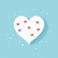 Valentines day card with heart and snow. Vector illustration.AI.