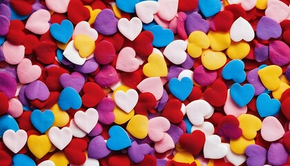 Fototapeta na wymiar close up of colorful confetti, heart shaped