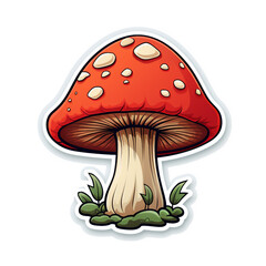 A Cute Cartoon Mushroom Sticker Clipart on a White Background created with Generative Ai