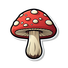 A Cute Cartoon Mushroom Sticker Clipart on a White Background created with Generative Ai