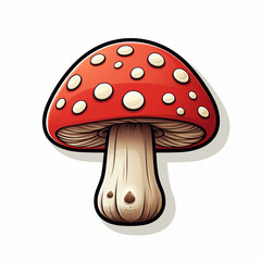A Cute Cartoon Mushroom Sticker Clipart on a White Background created with Generative Ai