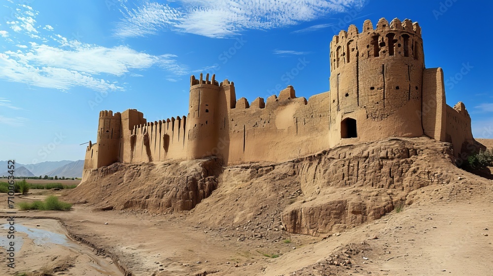 Wall mural The well preserved medieval mud brick castle