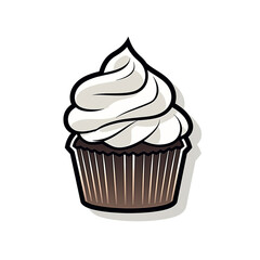 A Cupcake Sticker Clipart on a White Background created with Generative Ai