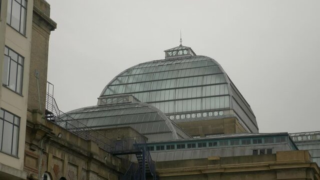 Dome Top Glass Roof With Gold Spire Greenhouse Curve Architecture Design Bunting