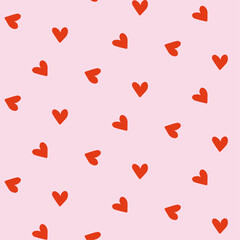 Cute hand drawn hearts seamless pattern, great for Valentine's Day, Weddings, Mother's Day - textiles, banners, wallpapers, backgrounds