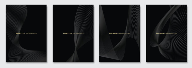 Vector abstract background, creative subtle surface patterns, geometric gradient texture. Deluxe Minimal pattern design. Dark colors. Modern Cover templates set