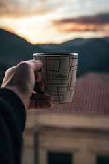 Drinking coffee