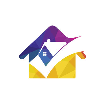 Check home vector logo design template. Logo for real estate business.
