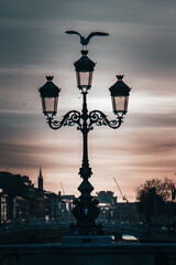Street lamp at sunset