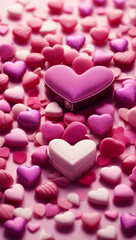 Obraz premium valentine design. purple, red and white hearts. background for a smartphone screen. love and romantic