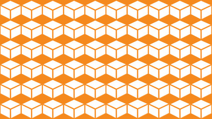 Orange background with rhombus and cubes