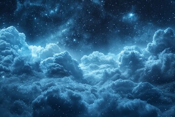 Fototapeta na wymiar Celestial Night Sky with Clouds and Stars Background