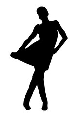 vector Beautiful and mysterious young woman body expression silhouette black and white vector image Fashion beauty on transparent white background