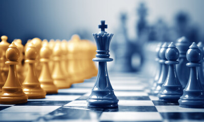 A wallpaper featuring a chessboard, portraying the king as a leader in business strategy, generative AI