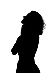 vector Beautiful and mysterious young woman body expression silhouette black and white vector image...