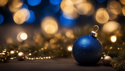 christmas tree decorations A dazzling Christmas with blue and gold lights. The lights are glittering and sparkling 