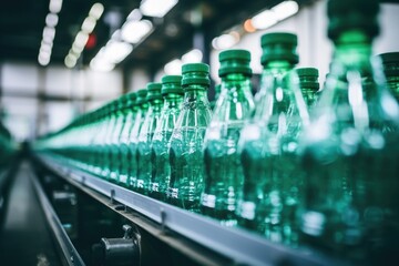 Bottling Plant Production Line with Green Glass Bottles