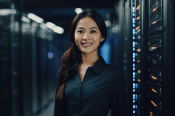 Portrait of a professional woman in server room data center