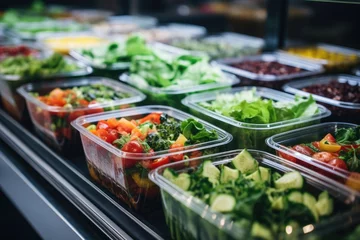 Foto op Plexiglas Pre-packaged fresh salad containers © NikoG