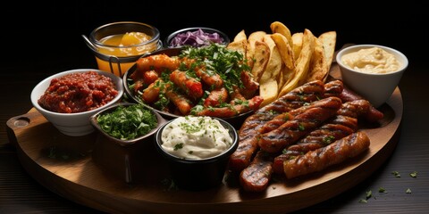 Salchipapas Extravaganza - Crispy Fries, Grilled Sausages, a Culinary Carnival of Flavorful Bites 