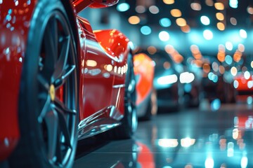 Luxury sport cars on display in showroom
