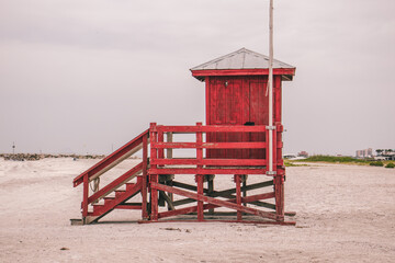 red lifeguard house