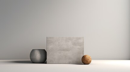 Fototapeta na wymiar a gray stone table to make the wooden cubes stand out