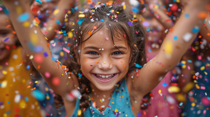 happy child celebrating the end of school - obrazy, fototapety, plakaty