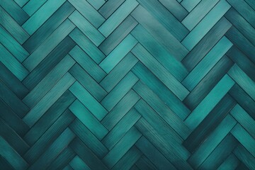 Turquoise oak wooden floor background. Herringbone pattern parquet backdrop