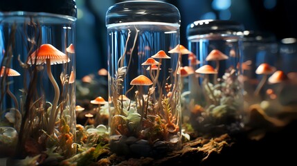 Microdosing Growing Mushrooms In Vitro - The Cultivation Process - obrazy, fototapety, plakaty