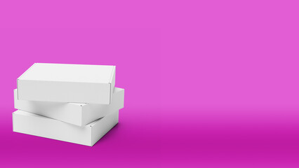 Pink background white stacked boxes 