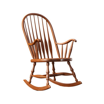 Empty grandparents rocking chair isolated on transparent background