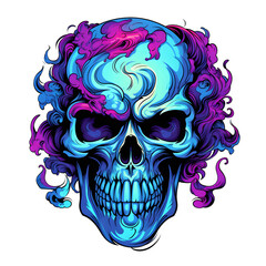 a colorful skull, vibrant colors, t-shirt design, isolated on white