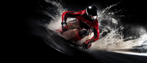 High-Speed Jet Ski Racer in Competitive Action - obrazy, fototapety, plakaty