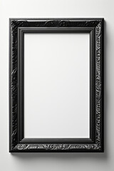 A black picture frame on a white wall