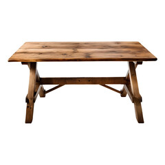 Empty trestle table (Png object) isolated on white background