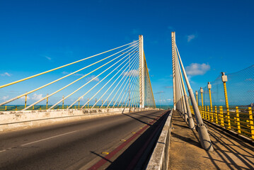 Fototapeta na wymiar Crossing Newton Navarro Bridge in Natal City in Brazil