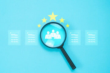 Magnifying focus on team work and quality team, The best and Quality product and product guarantee...