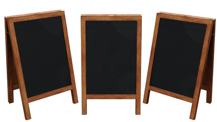 Foldable black chalk board. On isolated background