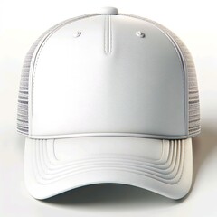 white Trucker Cap, Snapback Hat, Isolated on White Background. Mock-up for Branding