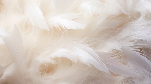White fluffy airy gentle feathers on a light background