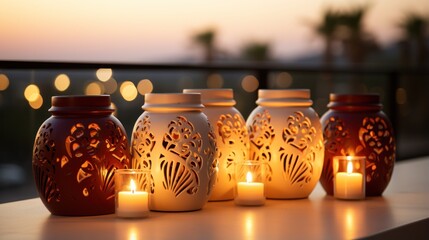 Shot of clay lamps UHD wallpaper