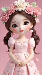 Fototapeta premium Cute Doll in Pinky Dress