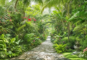 Obraz premium Alley in tropical garden 