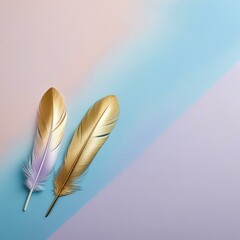 Pastel Purple and Blue Stripe Background - Gold and Pastel Purple Feather Accents, Chic and Elegant