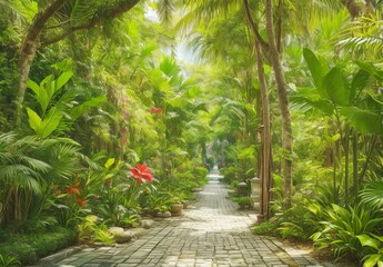 Obraz premium Alley in tropical garden 