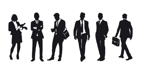 Silhouette businessman with various poses collections
